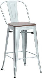 Alunaune 26" Swivel Metal Bar Stools Set of 4 High Back Counter Height - Image 5