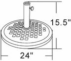 UBP24241-BR 24-Inch Cast Stone Umbrella Base, Made from Rust Free Composite - Image 2