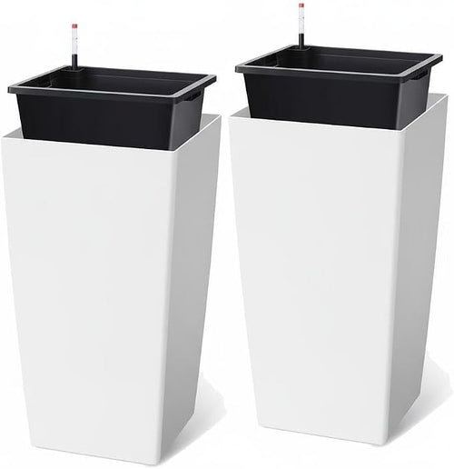 30 Inch Tall Self Watering Planters Set of 2, Outdoor Plant Pots by Unknown