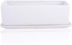 Vencer 12 Inch Rectangular Modern Minimalist Ceramic Succulent Planter Pot - Image 4