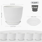 Plant Pots 8 Inch Set of 6, Flower Pots - Image 2