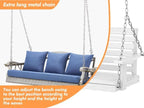Heavy Duty 900 LBS Porch Swing Chair 3-Person Outdoor Rattan Patio Swing Lounge - Image 6