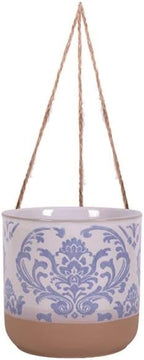 Blue Sky Clayworks 5" Hanging Chantel Blue Planter, Soft Blue Damask & Clay Foot - Image 4
