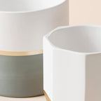 LA Jolie Muse White Ceramic Flower Pot Garden Planters 6.7 Inch Pack 2 Indoor - Image 7