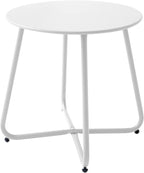 Patio Outdoor Side Table Waterproof Round Metal Steel Small Side Table Weather by Meluvici