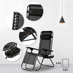 FDW Zero Gravity Chairs Set of 2 Black Lounge Patio Chairs Outdoor Yard Beach - Image 7