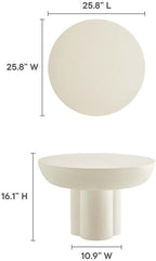 Modway EEI-6760-WHI Caspian Round Concrete Coffee Table - Image 3