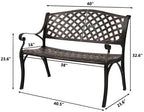 40.5" Outdoor Garden Bench, Patio Furniture Cast Aluminum Bench - Image 3