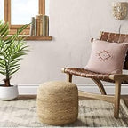 FRELISH DECOR Pedestal Pouf Ottoman Hand Braided 100% Jute Pouf Foot Stool - Image 2