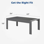 Modern Aluminum Outdoor Coffee Table, All-Weather Metal Rectangle Table - Image 2