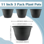 3 Pack 11 Inch Plant Pots with Drainage Hole and Plug, Durable Plastic Flower - Image 5