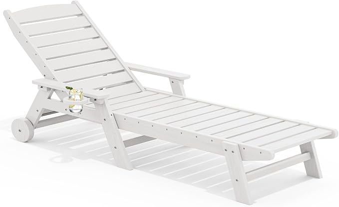 SERWALL Patio Chaise Lounge Chair, Poly Lounge Chair by SERWALL