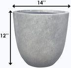 Kante 14 Inch Dia Round Concrete Planter, Indoor Outdoor Large Plant Pot - Image 3
