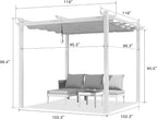 PURPLE LEAF 10' x 10' Outdoor Aluminum Pergola White Heavy-Duty Retractable - Image 5