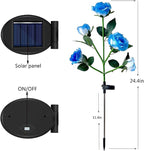 Outdoor Realistic Solar Powered Rose Flower Lights Stake, 2 Pack 10 Rose Solar - Image 3