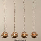 Solar Hanging Lanterns Outdoor Waterproof, Rust Iron Ball Candle Holder - Image 7