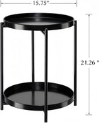 danpinera 2-Tier Round Side Table, Metal End Table - Image 3