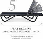 Kozyard Outdoor Chaise Lounge Chair, Full Aluminum Frame, Adjustable Reclining - Image 5
