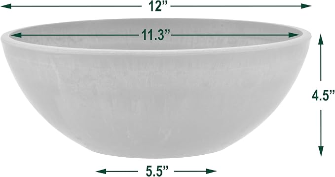 PSW Pot Collection M30DC 12-inch Plastic/Stone/Wood Composite Low Bowl Planter - Image 4