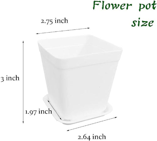 24 Pack 3 Inch White Square Plastic Plant Pots - Image 2