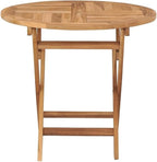 BOWERY HILL Foldable Teak Wood Dining Table, 33.5 x 33.5 x 29.9 in, Sandblasted - Image 3