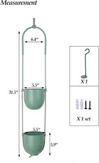 Metal Hanging Planters 2 Tiers Indoor Outdoor Modern Plant Hangers Wall Ceiling - Image 6