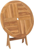BOWERY HILL Foldable Teak Wood Dining Table, 33.5 x 33.5 x 29.9 in, Sandblasted - Image 4