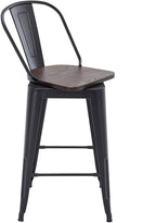 Alunaune 24" Swivel Metal Bar Stools Set of 4 High Back Counter Height - Image 9