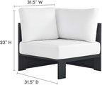 Modway Tahoe Aluminum Outdoor Sectional Corner Chair in Gray White - Image 2