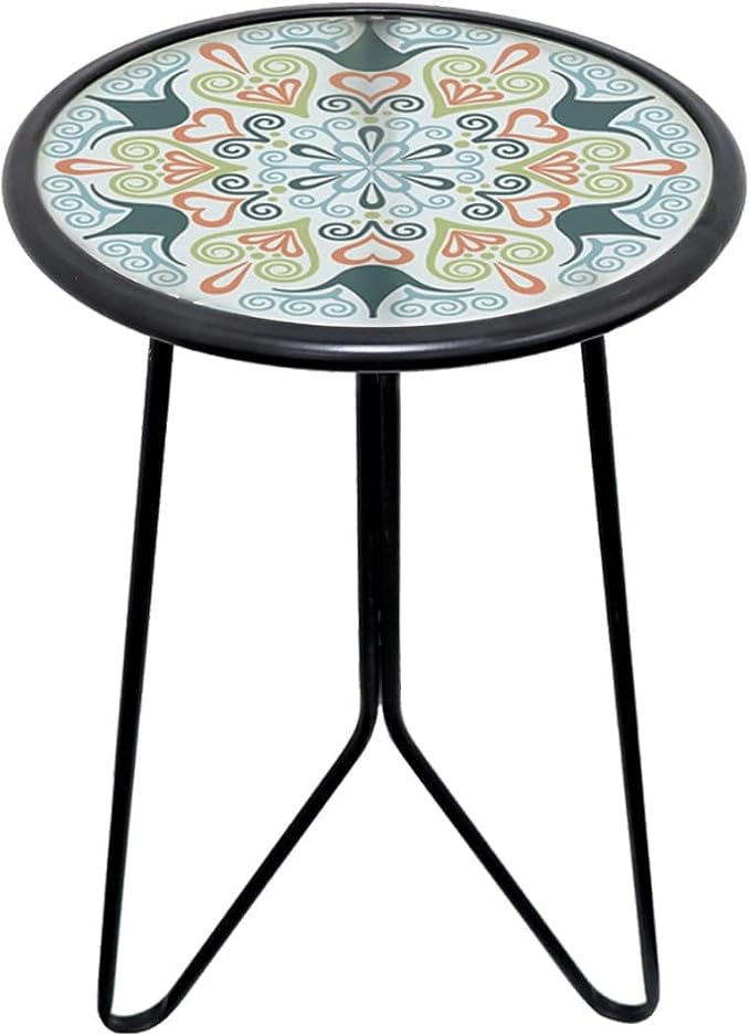 LIFFY Patio Side Table, Indoor Round Accent End Table by LiffyArt