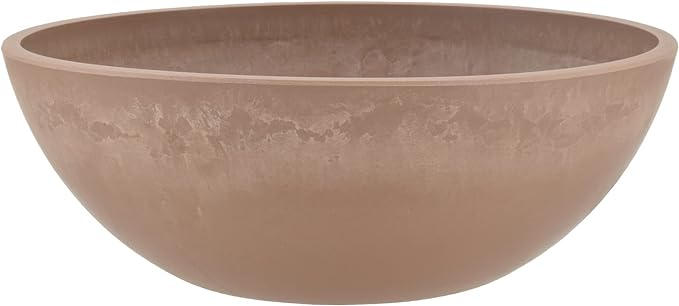 PSW Pot Collection M25TP 10-inch Plastic/Stone/Wood Composite Low Bowl Planter by PSW