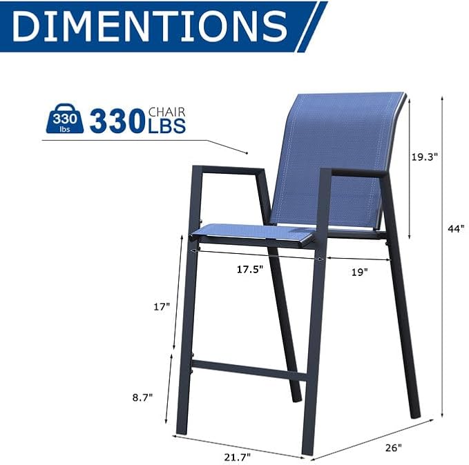 Outdoor Bar Stools Set of 2, Bar Height Chairs - Image 2