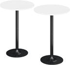 Flamaker Round Bistro Pub Table Modern Style Metal Base MDF Top Cocktail Bar by Flamaker