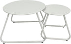 Patio Outdoor Coffee Table Set of 2, Weather Resistant Steel Round End Tables by Meluvici