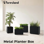 Tall & Long Metal Planter with Middle Shelf, 36W x 11D x 30H Large Rectangular - Image 7