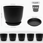 Plant Pots 8 Inch Set of 6, Flower Pots - Image 2