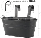 3 Pack Metal Railing Planters, 10.5" Oval Hanging Flower Pots - Image 3