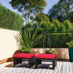 Tangkula 2 Pieces Patio Rattan Ottomans, All Weather Outdoor Footstool Footrest - Image 5