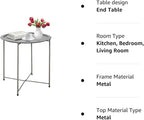 Garden 4 you Folding Tray Metal Side Table 2PC Grey Round End Table Cyan Sofa - Image 9