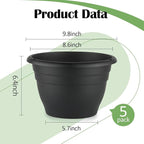 5 Pack 10 Inch Plant Pots Plastic Planters - Image 3