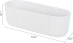 MyGift 12 Inch Ceramic Succulent Planter, Oval Matte White Planter Pot - Image 3