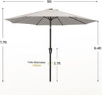 MEWAY 9ft Patio Umbrella Outdoor Table Umbrellas - Image 7