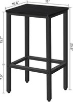 Bar Stools, 2-Piece Dining Stools, 25.8-Inch Height, Rectangular Industrial Bar - Image 3