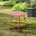Patio Small Side Table Waterproof Round Metal Steel Weather Resistant Portable - Image 6