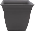 The HC Companies Eclipse Square Plastic Planter w/ Attached Saucer by TheHCCompanies