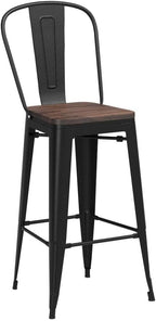 Yongqiang 30 inch Bar Stools Set of 4 Black Metal Bar Height Stools Modern - Image 4