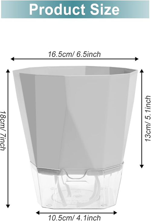 3 Pack Self Watering Flower Pots 6.5 Inch, Plant Pots - Image 2