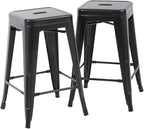 FDW Metal Bar Stools Set of 4 Counter Height Bar Stools 24 Inches Industrial by FDW