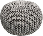 FRELISH DECOR Round Pouf Ottoman Hand Knitted 100% Cotton Pouf Foot Stool - Image 5