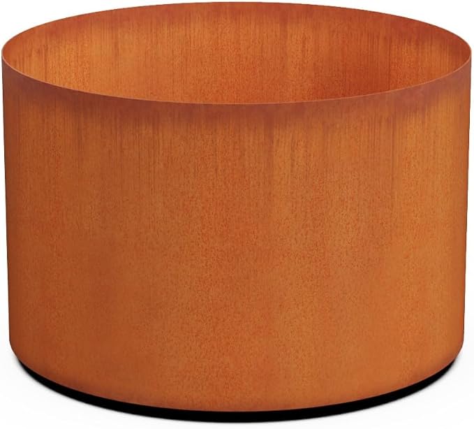 PLANTERCRAFT Corten Steel Metal Planter Box, Round Sizes, Modern Garden Steel by Plantercraft